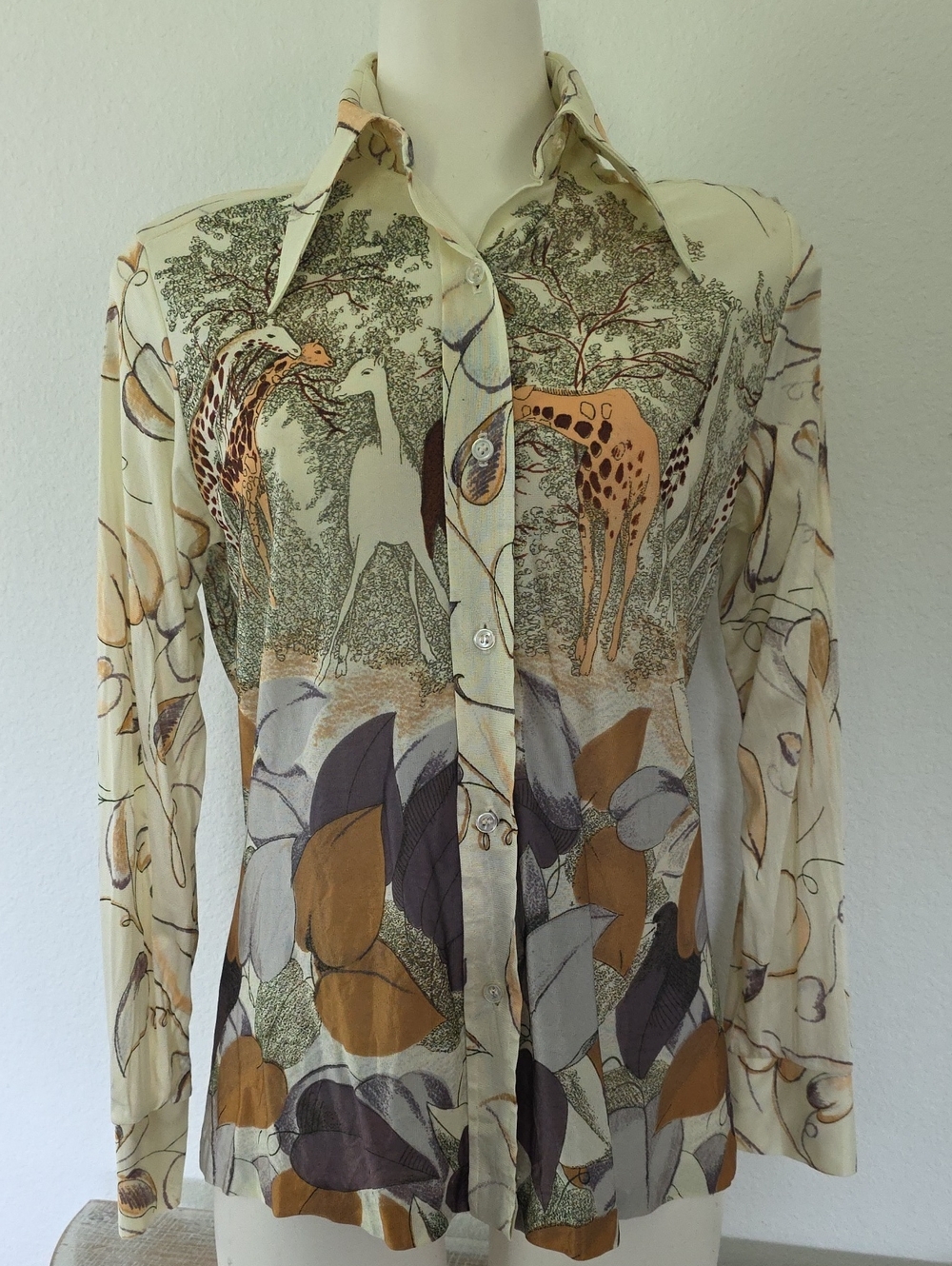 Vtg. Lady Arrow Safari Print Long-Sleeve Shirt